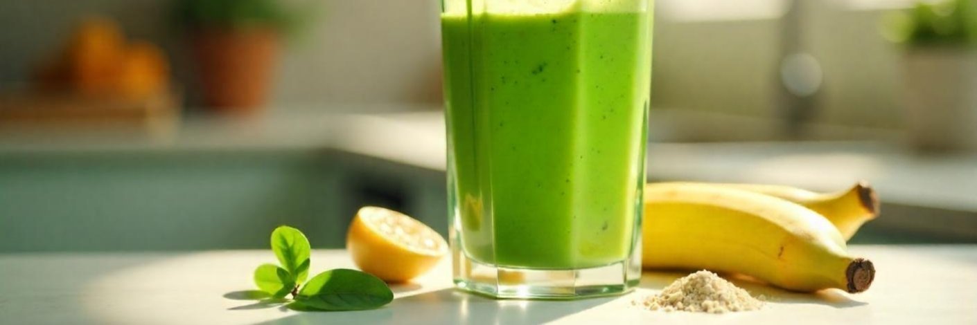 Blending a testosterone-boosting smoothie recipes with spinach and banana