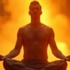 Person meditating to increase energy and focus through not ejaculating for 7 days semen retention practice