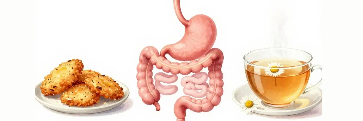 Ten worst foods for acid reflux with stomach illustration showing trigger foods and healthy alternatives