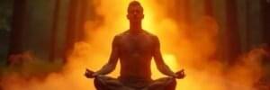 Person meditating to increase energy and focus through not ejaculating for 7 days semen retention practice