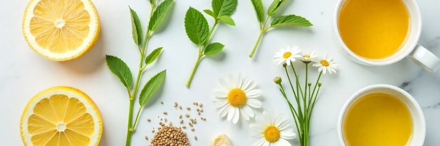 home remedies for indigestion shown with ginger, lemon, peppermint, and herbal teas for digestive relief.